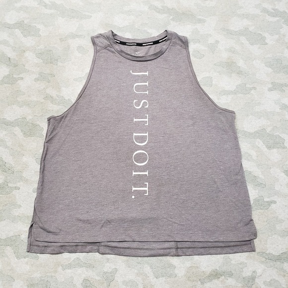 Nike Tank Top Womens XL Gray Dri-Fit Just Do It Sleeveless Gym Fitness - Picture 1 of 11